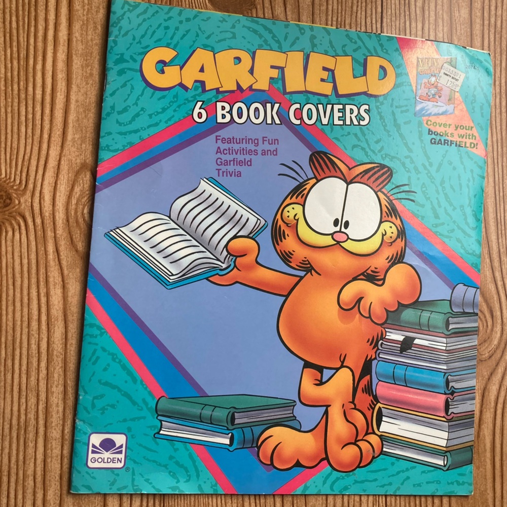 Vtg 1991 Garfield Book Covers / Posters- Activities & Garfield Trivia 11 x13"
